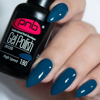 PNB blue gel nail polish for Russian nails