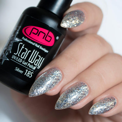 PNB Silver  gel nail polish for a Russian manicure