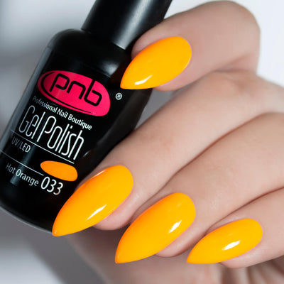 PNB Orange gel nail polish for a Russian manicure