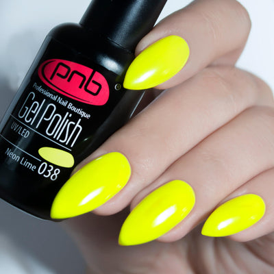 PNB Neon lime gel nail polish for a Russian manicure