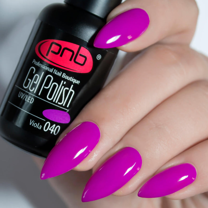 PNB Purple gel nail polish for a Russian manicure