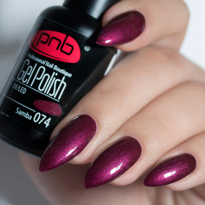 PNB red gel nail polish for a Russian manicure