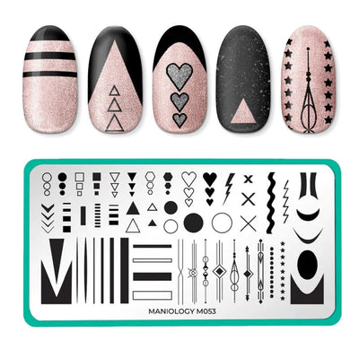 Maniology accent nail stamping plate, m053, star accent, heart accent,shape accents