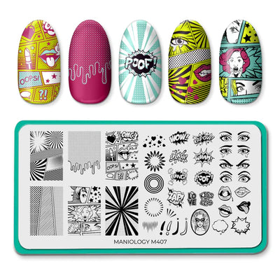 Maniology nail stamping plate m407 Comic Strip