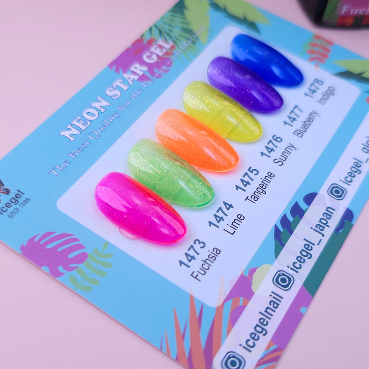 ICEGEL neon nail polish which is great for tropical nails!