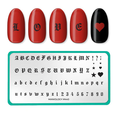 Maniology nail stamping plate m440 Old English Font