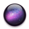 Purple-to-pink ombré holographic glitter gel polish swatch ball with shimmer finish