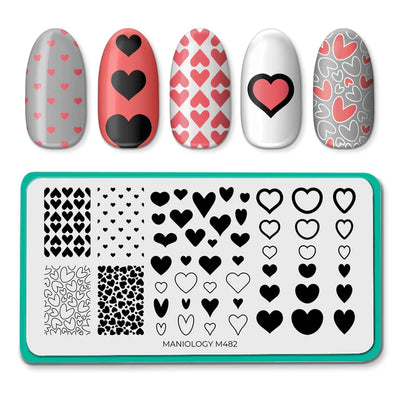Maniology nail stamping plate m482 Happy Hearts
