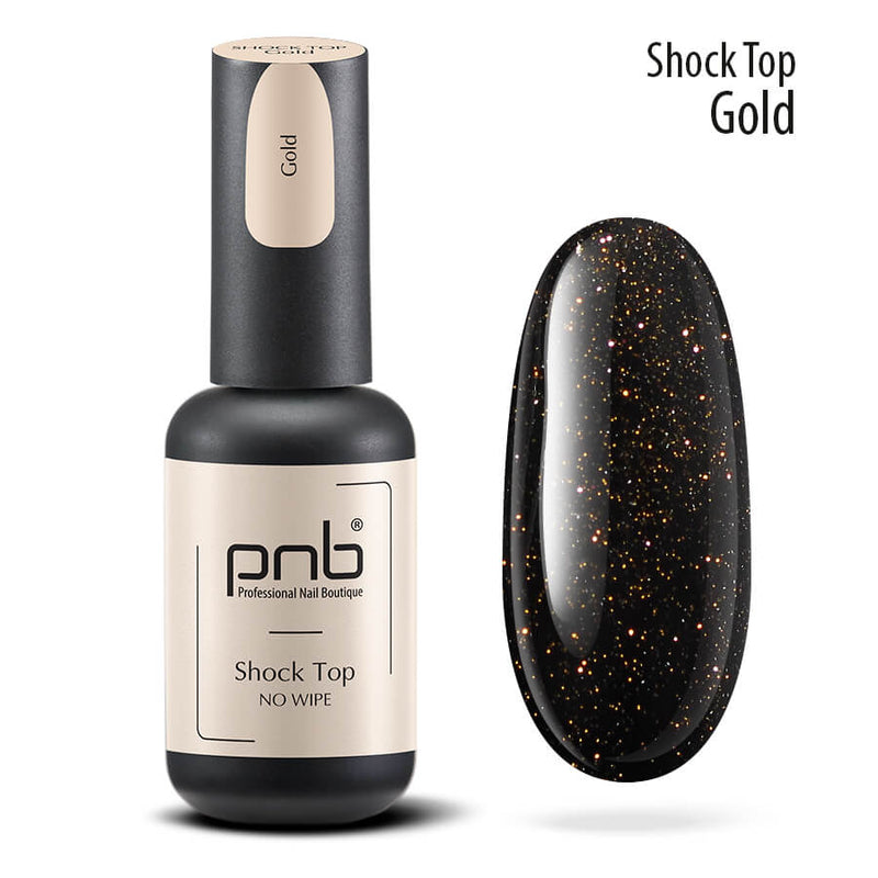 PNB shock top gold gel polish for a Russian manicure