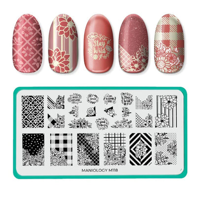 Maniology spring occasions petal pusher nail stamping plate, m118