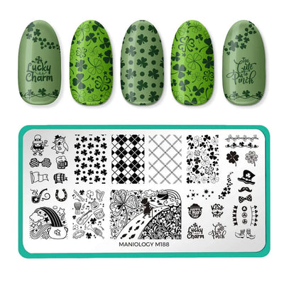 Maniology spring occasions st patrick's day lucky charm nail stamping plate, m188