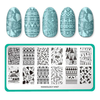 Maniology spruced up christmas nail stamping plate, m167