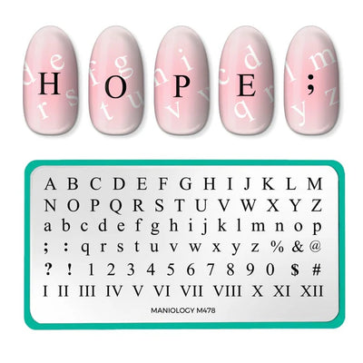 Maniology nail stamping plate m478 Times New Roman Font