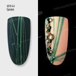Green nail gel paint for cobweb design