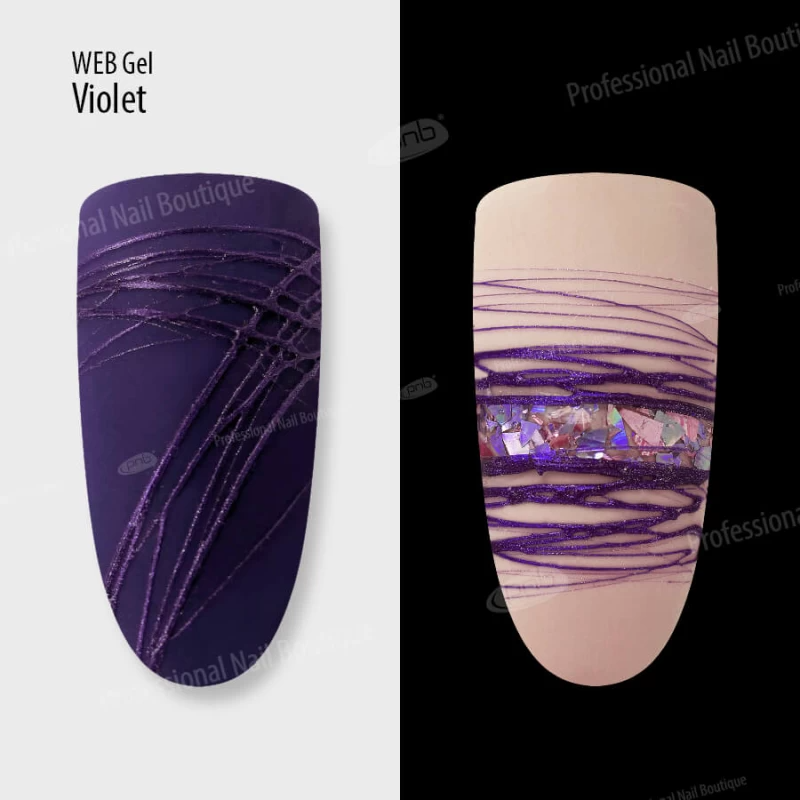 Nail gel paint for violet cobweb design