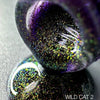Wild Cat 2 holographic glitter gel polish swatch showing purple and yellow sparkle finish on dark base