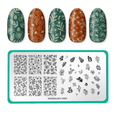 Winter Botanicals (M511) Nail Stamping Plate – Seasonal Florals & Foliage Designs

