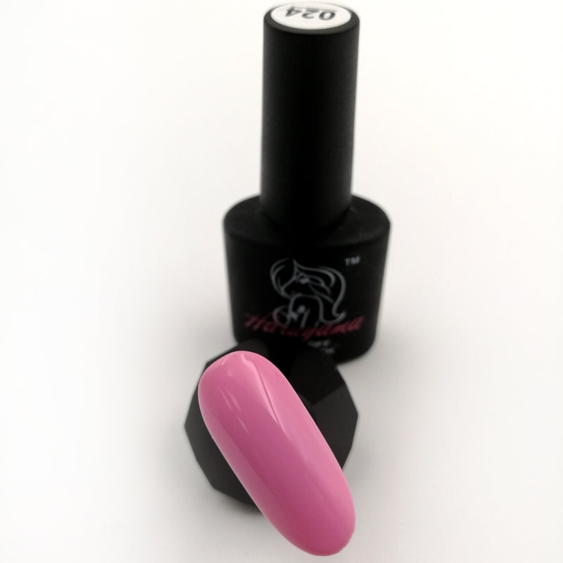 Beautiful pink Haruyama gel polish for manicures and pedicures 024