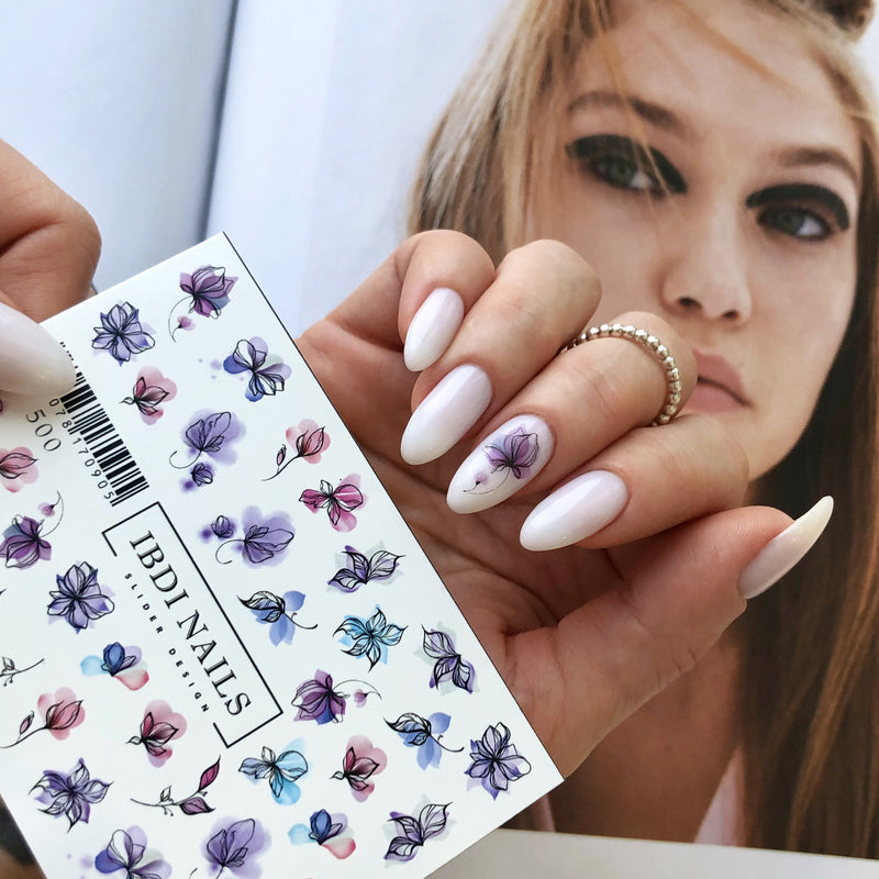 Flower nail decal manicure example