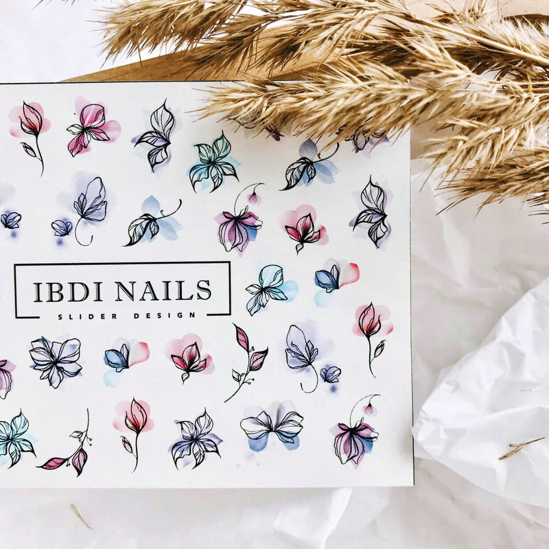 Colorful flower nail decals 