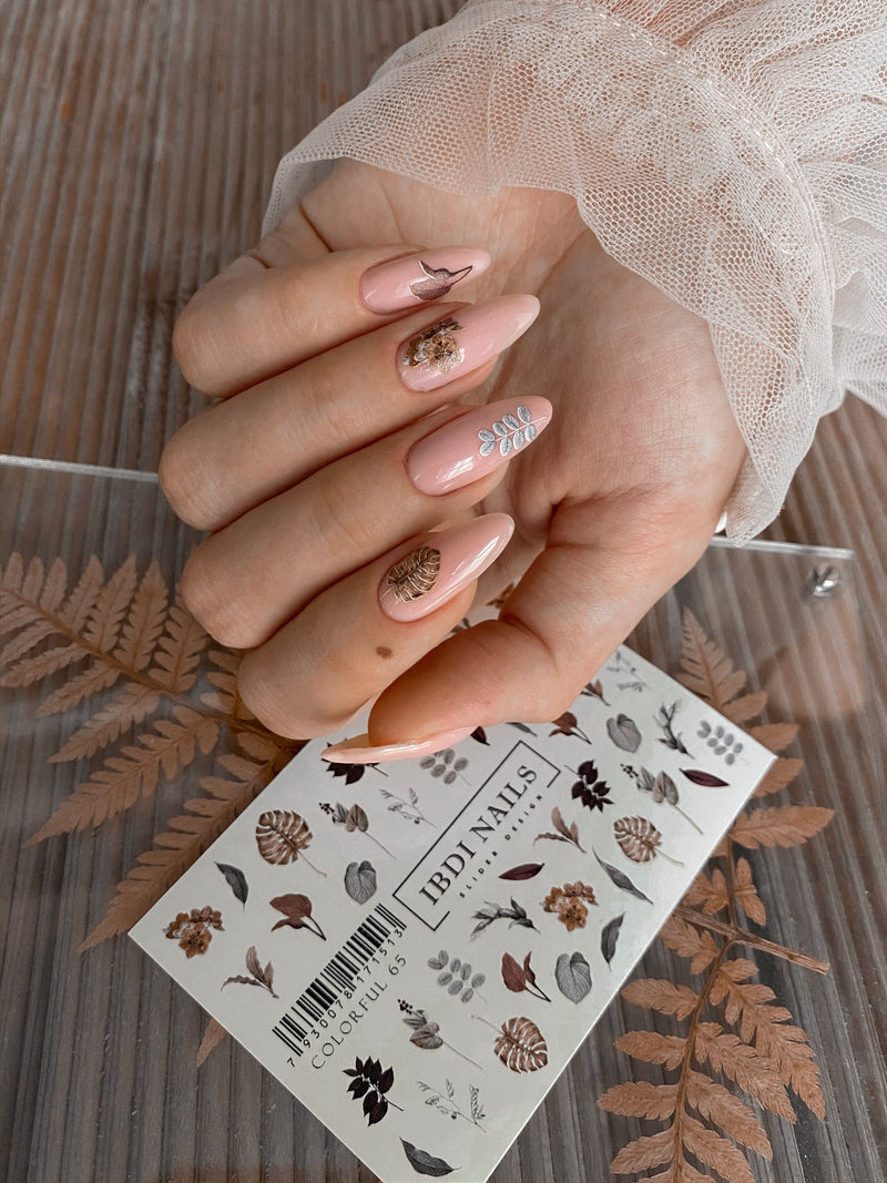 Manicure with waterslide decals