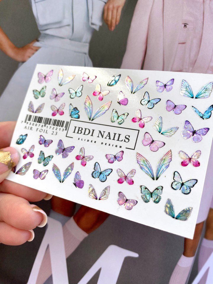 Foil butterfly nail decals for manicures and pedicures