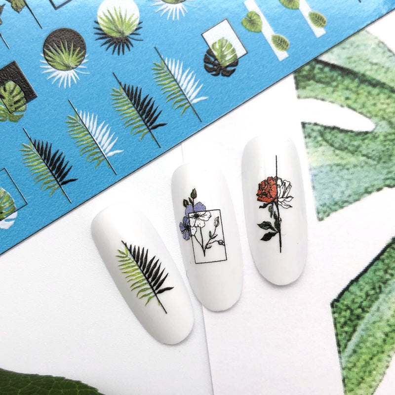 Abstract flower nail decals and sliders for a beautiful manicure or pedicure
