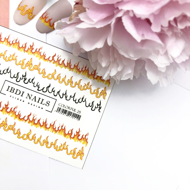 fire nail decals and sliders for manicure and pedicure