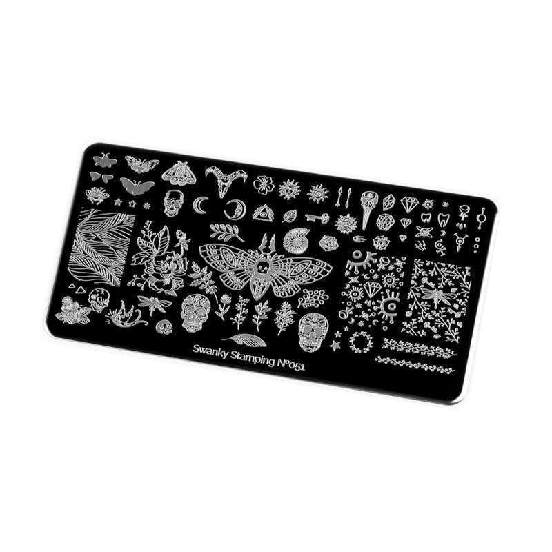 Swanky Stamping pattern and skull nail stamping plates 051