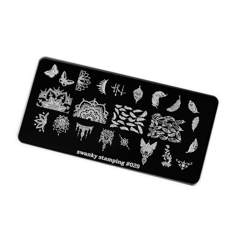 Swanky Stamping pattern and feather nail stamping plates 029
