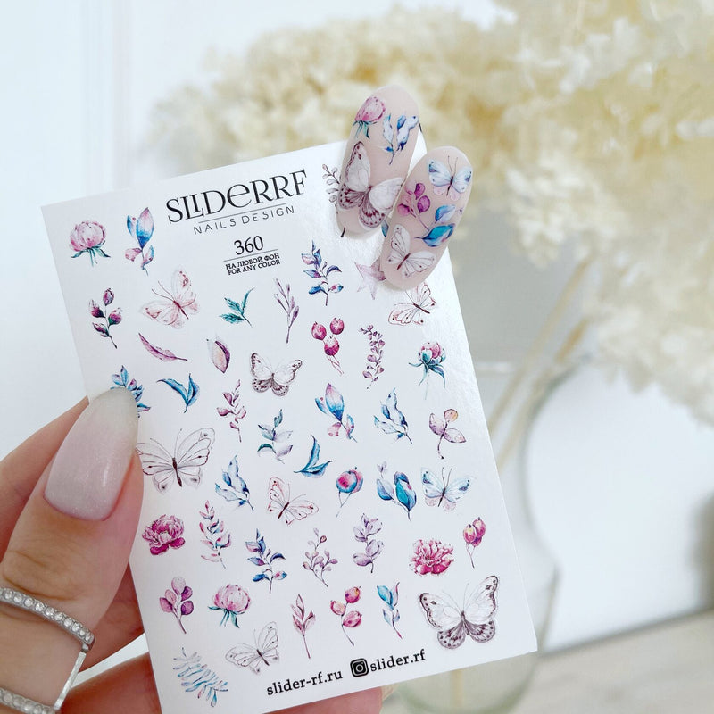 Slider.RF Butterfly waterslide nail decals for a manicure