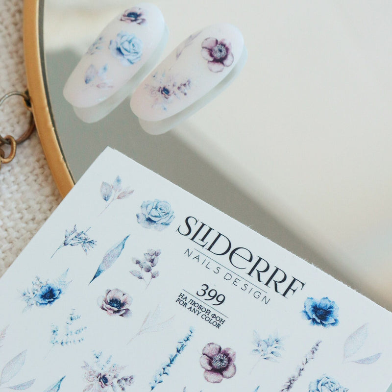 Slider.RF flower nail decals for manicures and pedicures