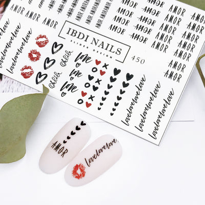 Love word nail decals for Valentines Day manicures
