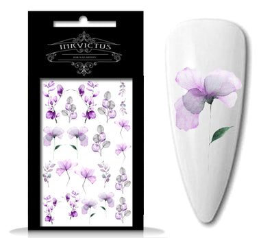 INKVICTUS Purple flower nail decals for Russian manicure