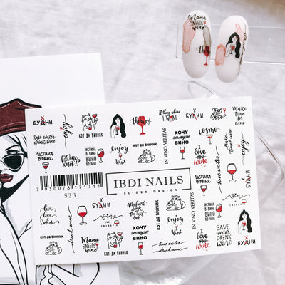 IBDI nail decals with wine. Perfect for wine country vacation manicure