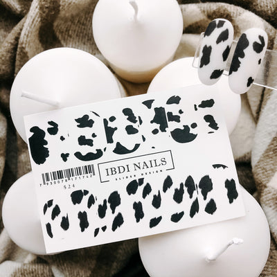 IBDI Decal 524 with Cow Print designs for nail art