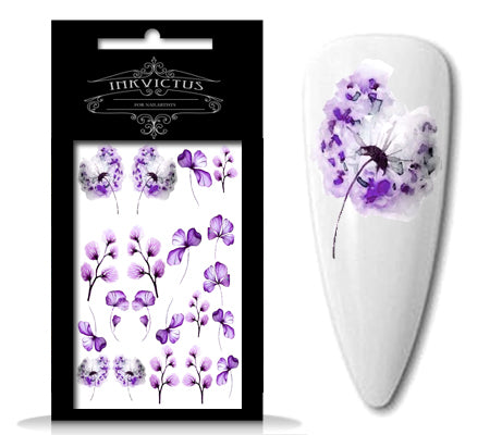 INKVICTUS purple flower nail decals