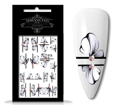INKVICTUS waterslide flower nail decals with glitter