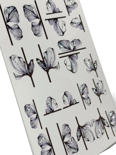 INKVICTUS Waterslide flower nail decals with glitter for Russian manicure