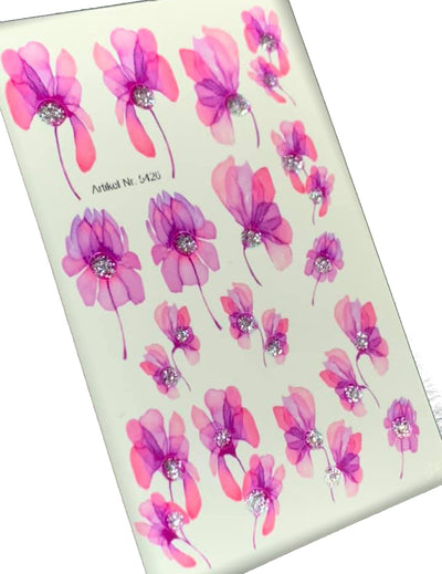 INKVICTUS Waterslide flower nail decals with glitter