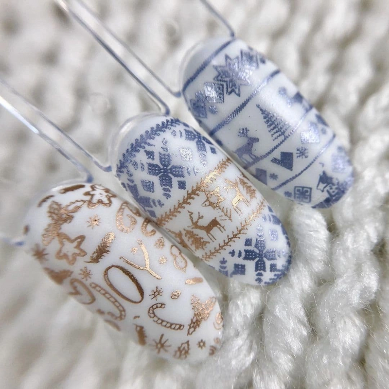 Blue grey metallic nail polish for stamping plates