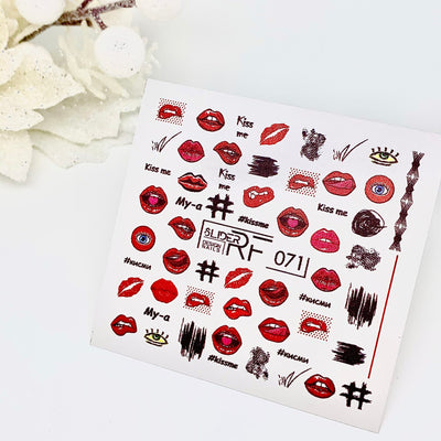 Slider.RF Lip waterslide nail decals for manicures and pedicures