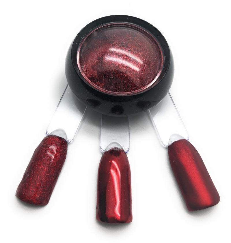 Chrome red nail pigment powder for manicures and pedicures
