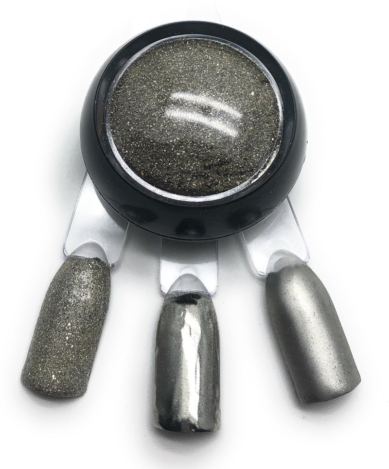 NOCTÍS Silver chrome nail pigment powders for manicures and pedicures