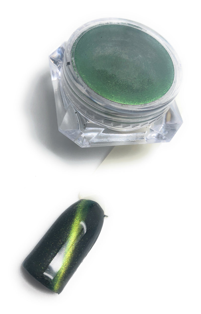 Green / yellow 5D cateye gel powder for gel polish russian manicures