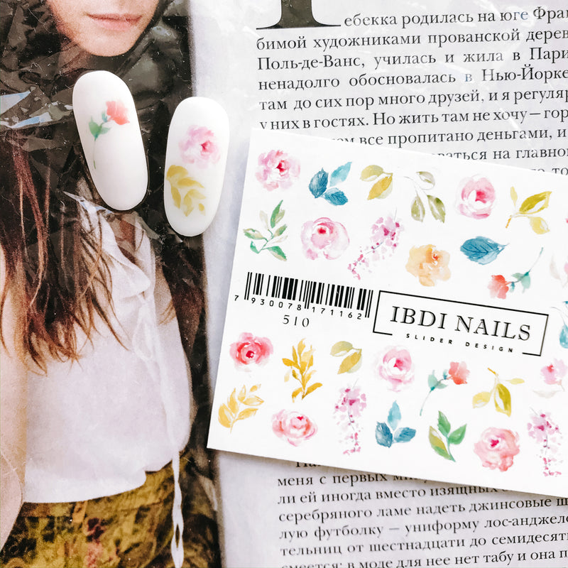 Beautiful flower nail decals for a manicure
