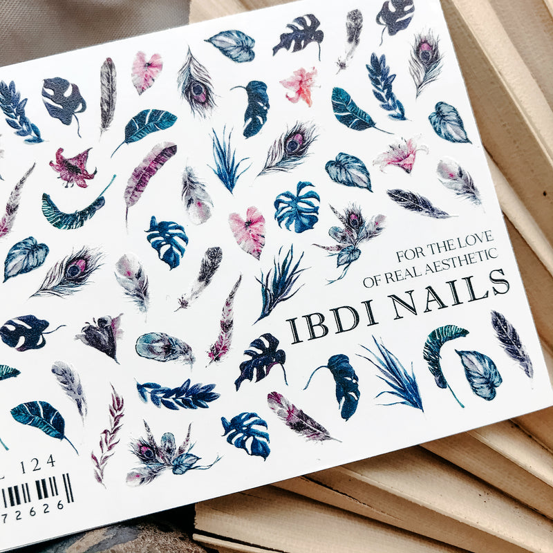 IBDI Blue Feather nail decals / sliders 