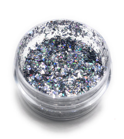 Manicure and pedicure silver glitter for nail art