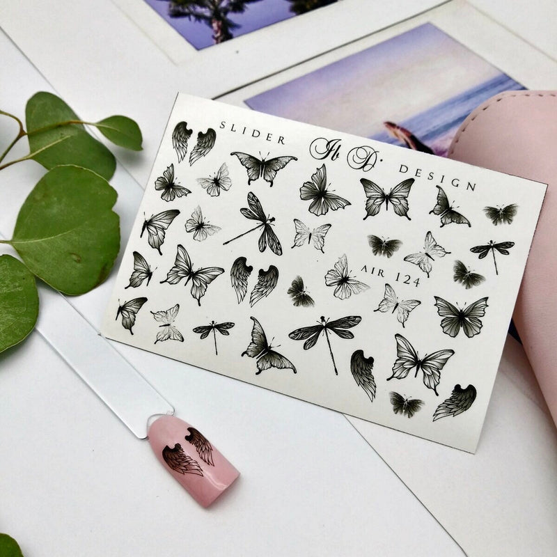 Beautiful black and white butterfly nail decals