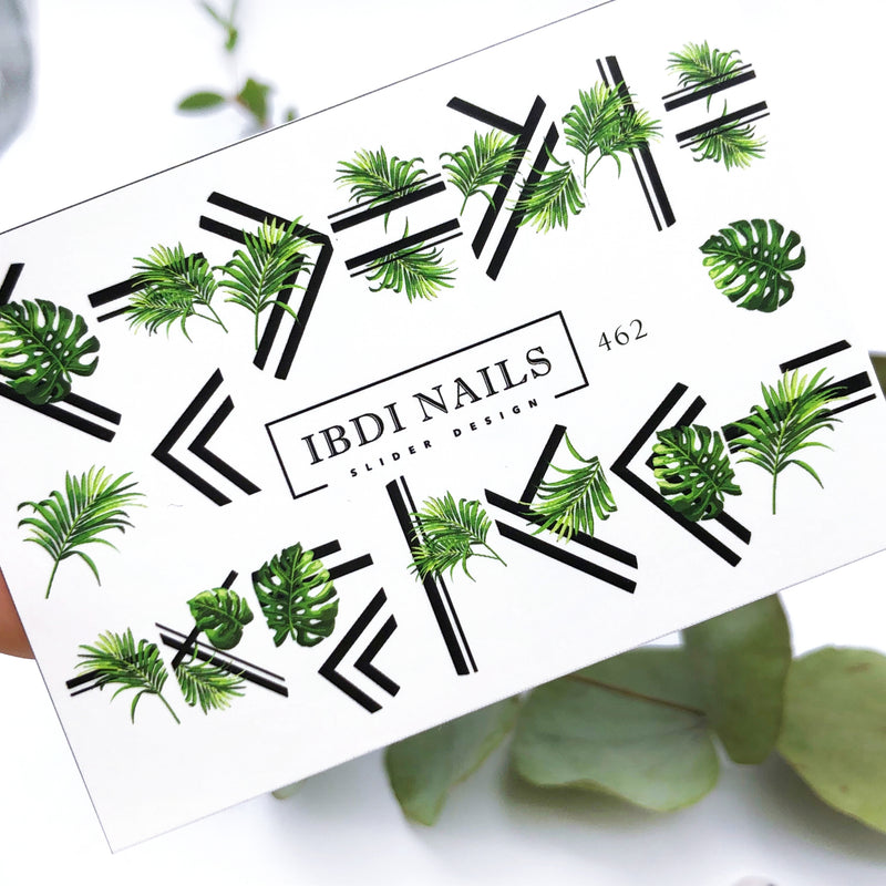 Palm tree nail decals and sliders for manicure or pedicure